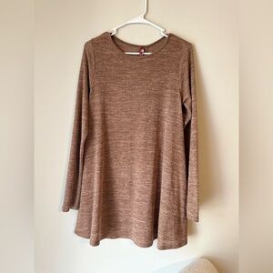 Brown Long Sleeve Knit Dress